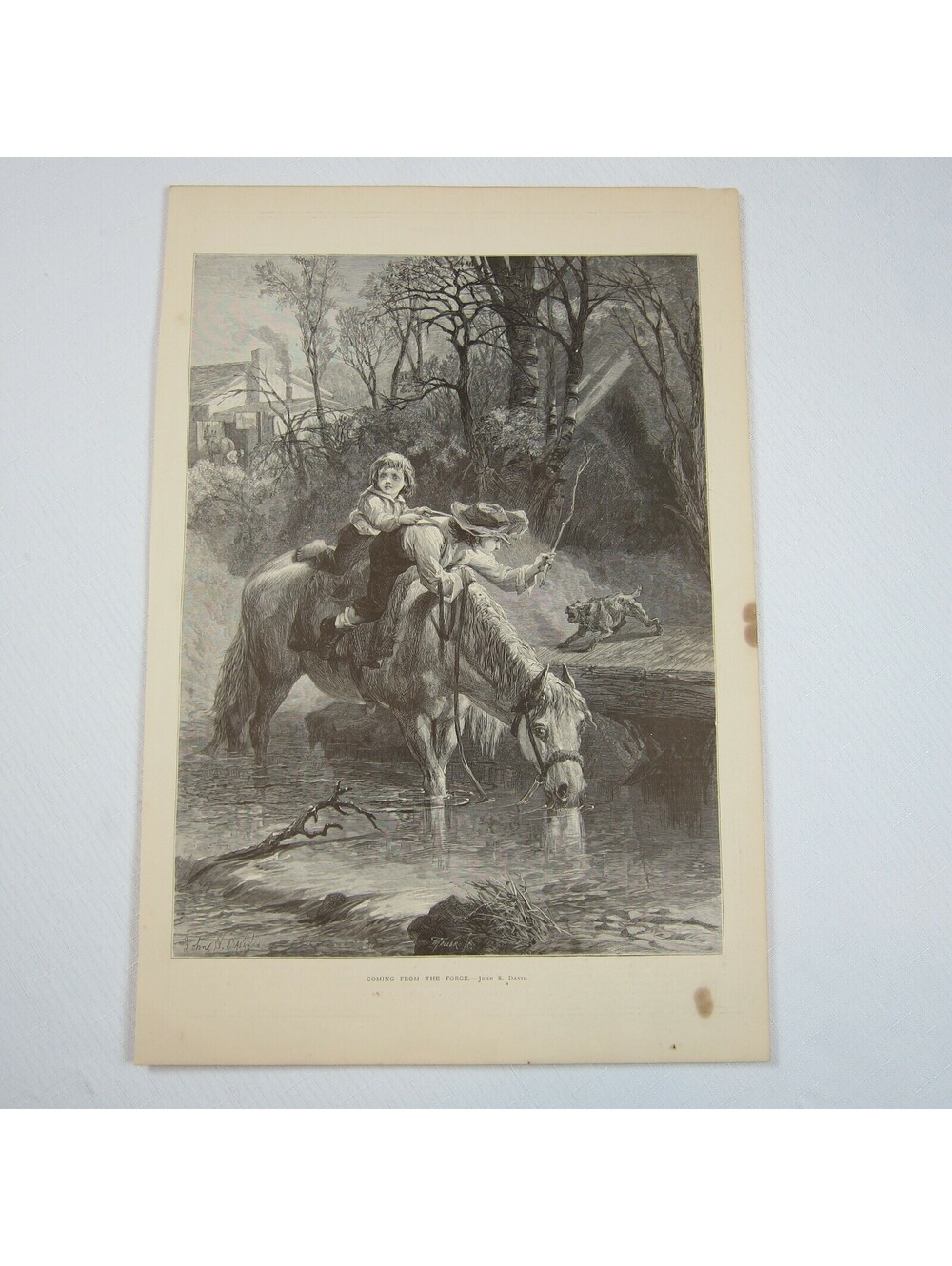 Antique 1874 Wood Engraving Print Coming From the Forge John S. Davis The Aldine